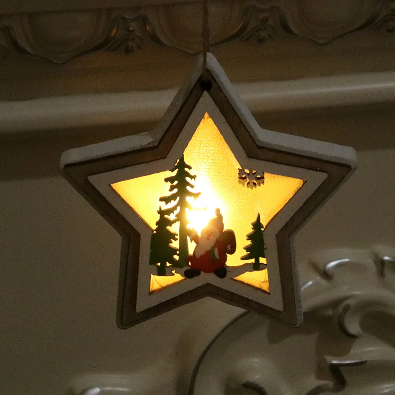 Luminescent wood pendant - Pentagram