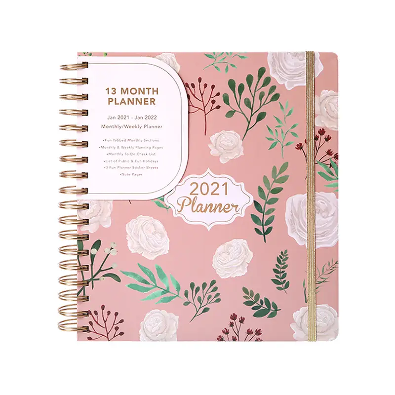 13-Month Planner and Daily Organizer Notebook with Spiral Binding