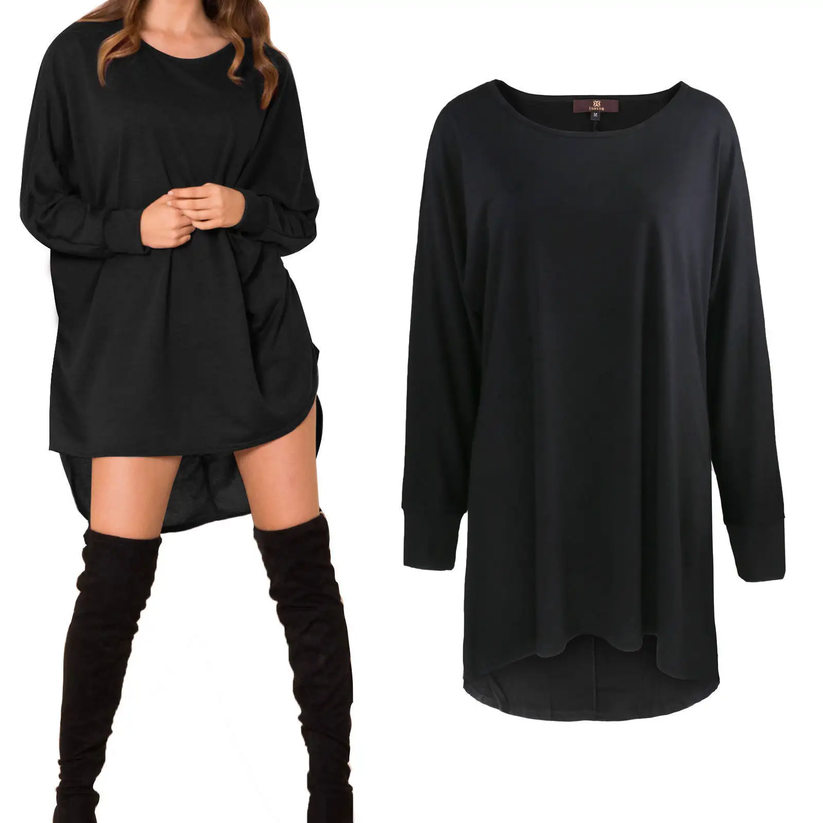 Loose mid-length long-sleeved T-shirt