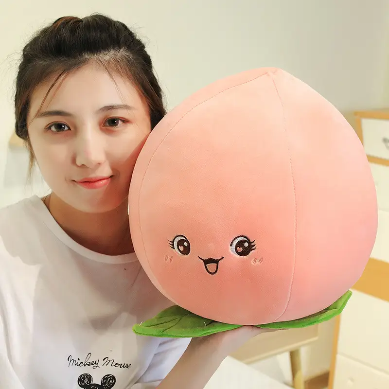 Cute Peach Fruit Pillow Stuffed Plush Toy