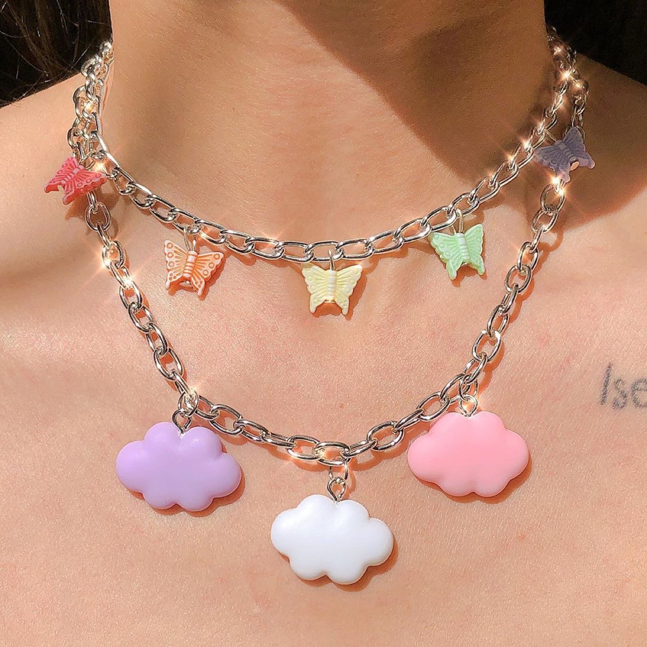 Colorful Butterfly Cloud Necklace