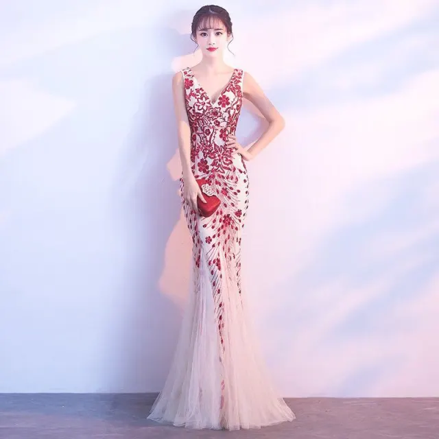 Long fishtail dress Red - Shop at LoveMi