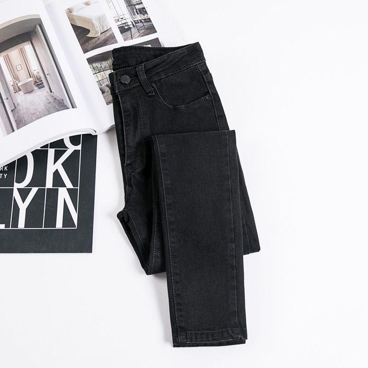 Elastic Tight Fitting Thin Footed Pencil Pants Black - Shop at LoveMi
