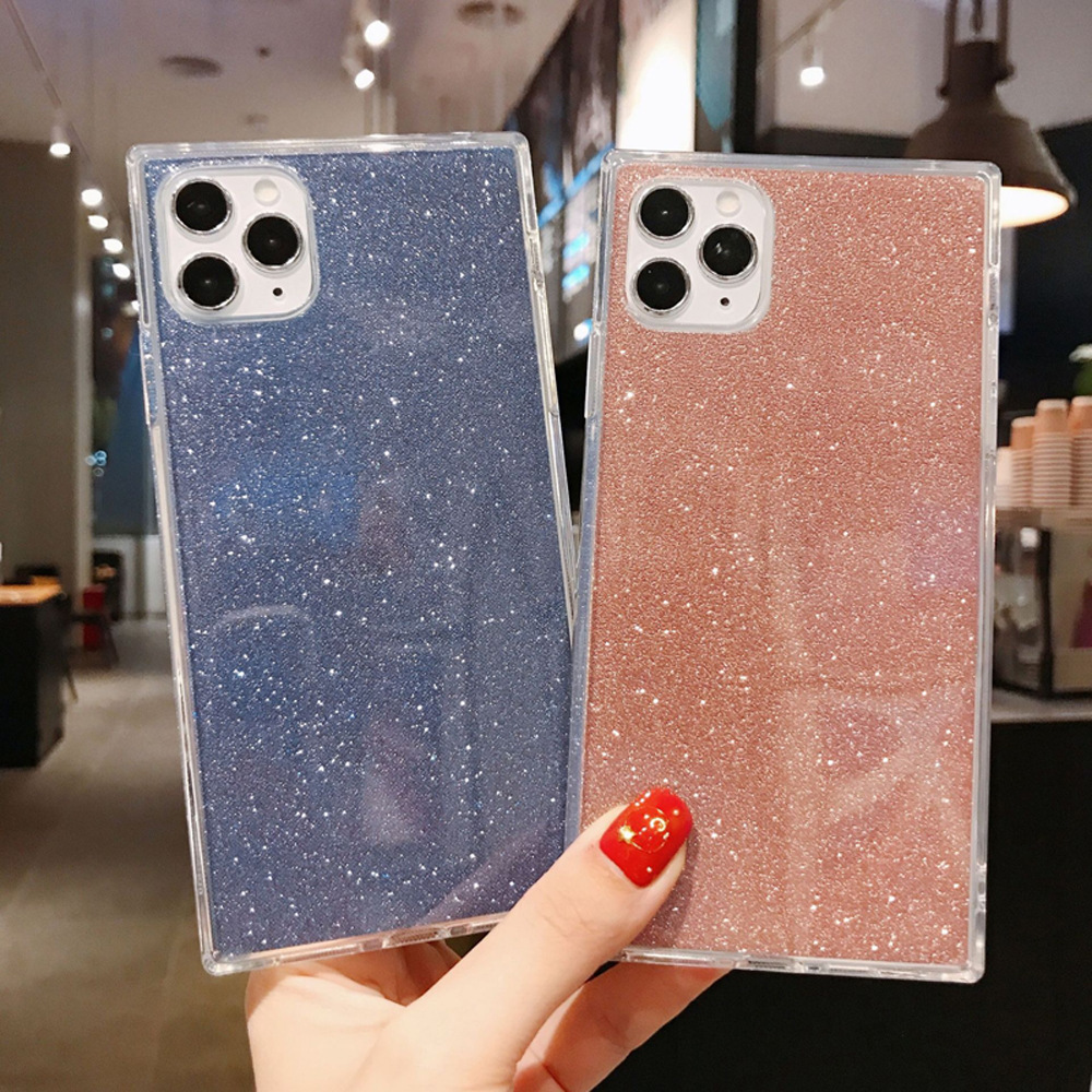 Compatible With  , Square Glitter Transparent TPU Soft Shell