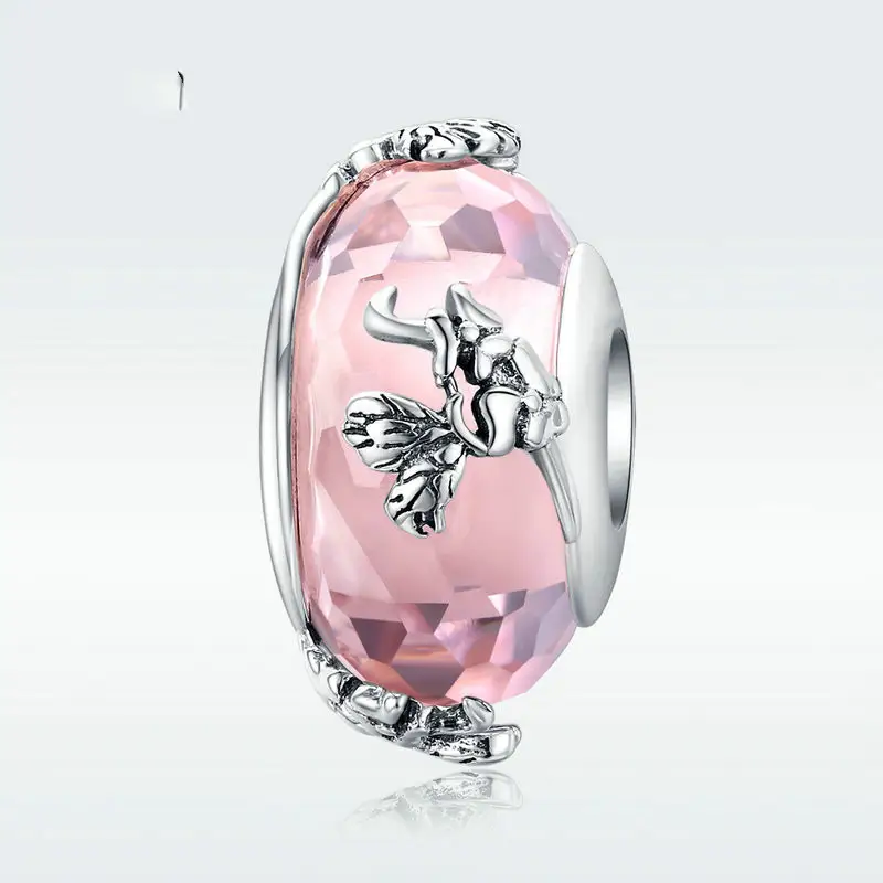 Butterfly Pink Colored Glaze DIY Bracelet Accessories