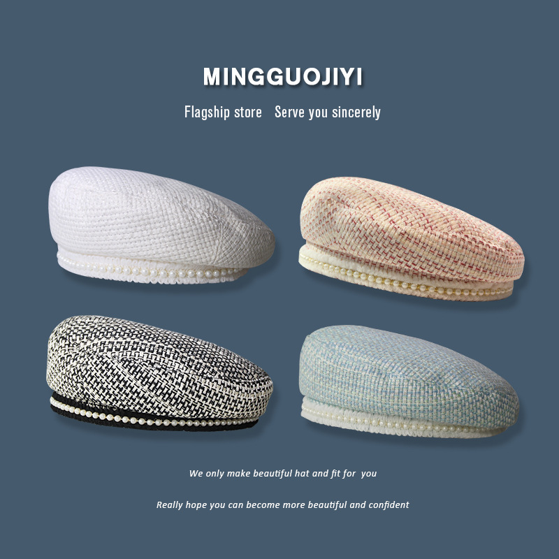 White Beret Women's Small Incense Trend Fashion Painter Knitted Hat