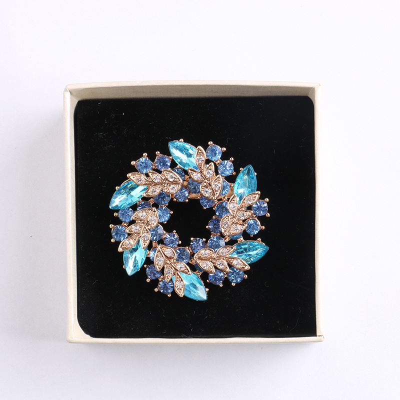 Crystal brooch, diamond encrusted bauhinia brooch, brooch Blue - Shop at LoveMi