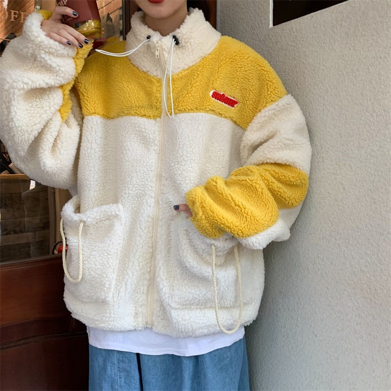 Loose stand-collar student cardigan jacket