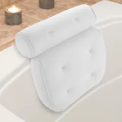 6 suction cups bath pillow 3D net bathtub pillow - White - View 1