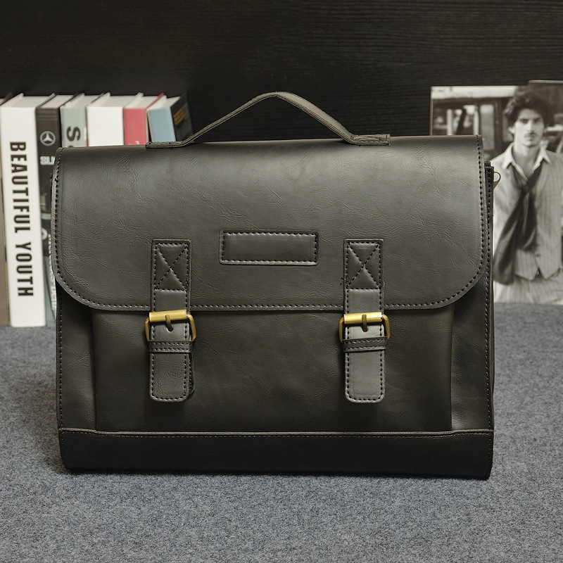 Crazy Horse Leather Tote Briefcase Black - Shop at LoveMi