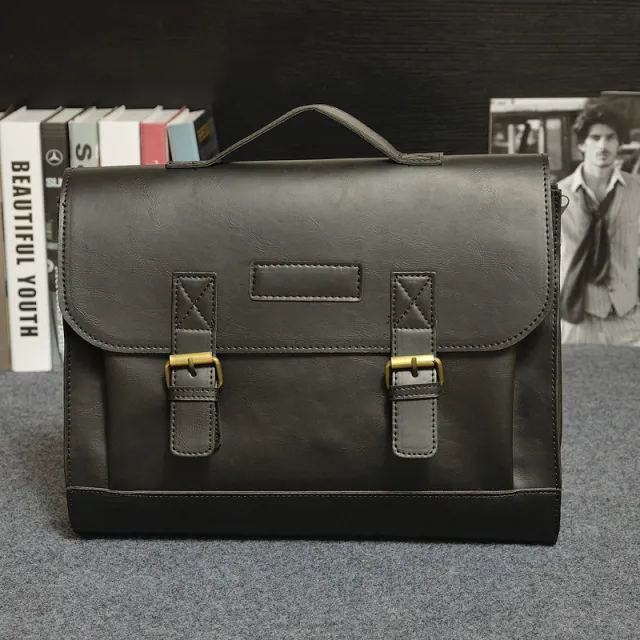 Crazy Horse Leather Tote Briefcase Black - Shop at LoveMi