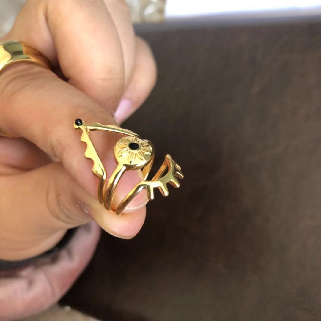 European and American Brass Gold-Plated Ring Women's