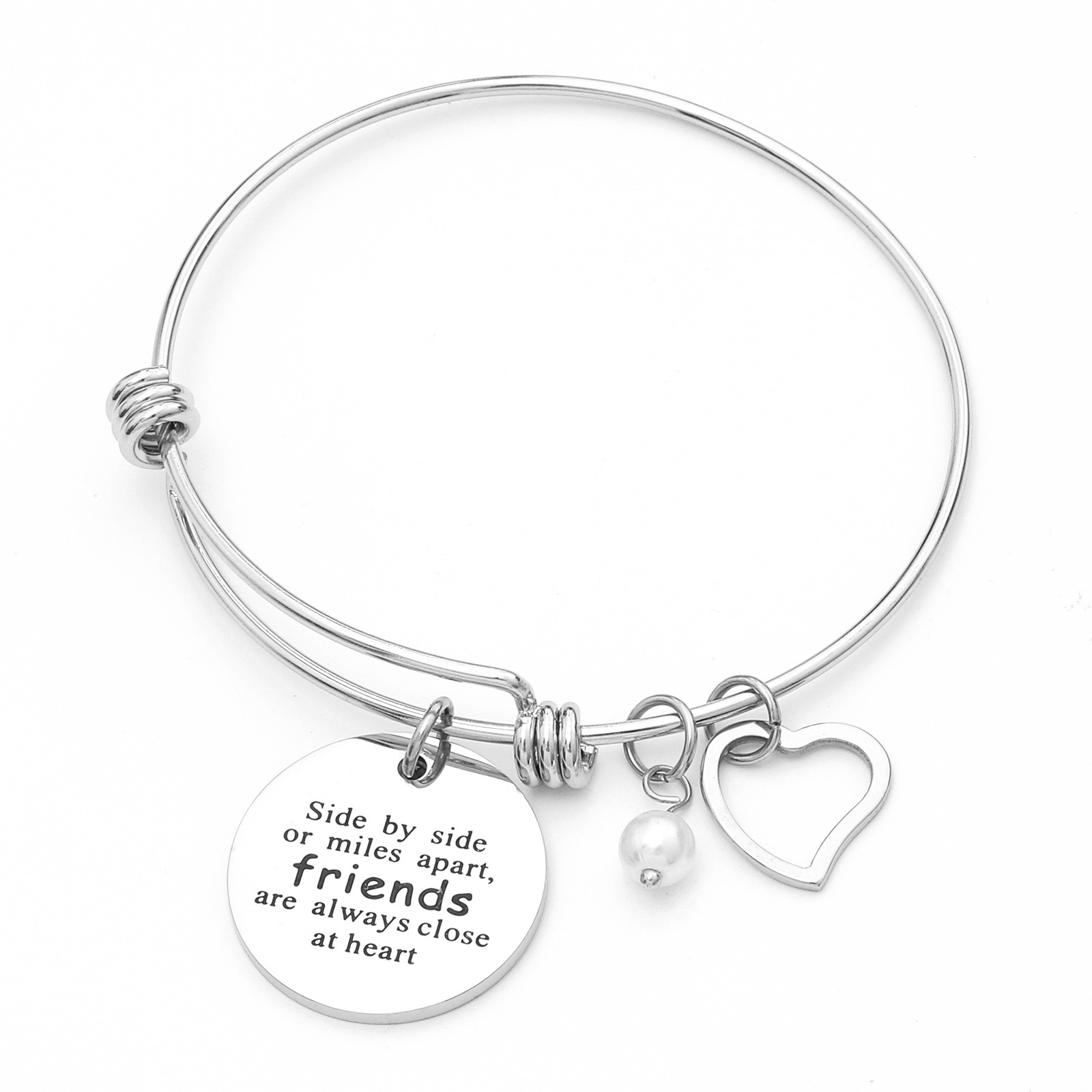Lettering Mirror Round Tag Bracelet Adjustable Bracelet