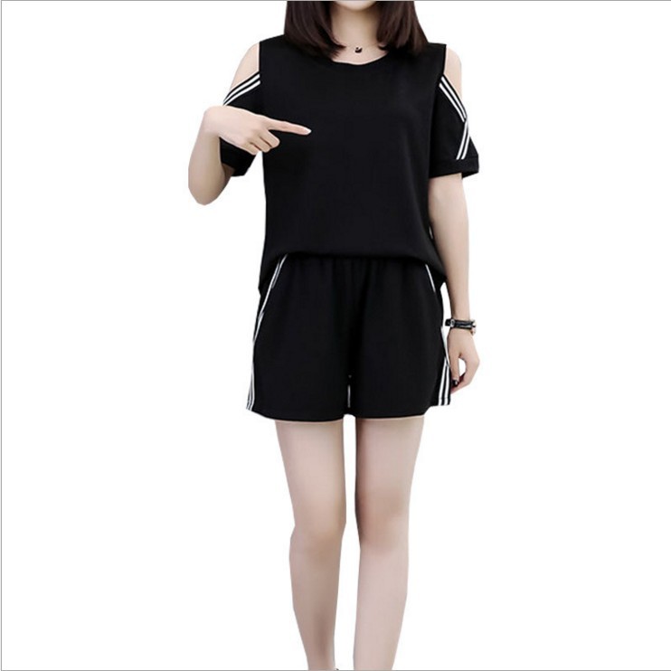 Fat Sister Slim Short Sleeve Shorts Two-piece Suit