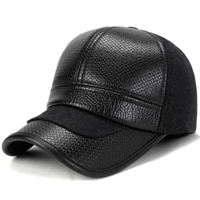 Middle aged And Old Leather Baseball Dark Grey - Shop at LoveMi