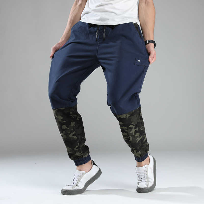 Camouflage Stitching Beamed Plus Size Harlan Casual Pants