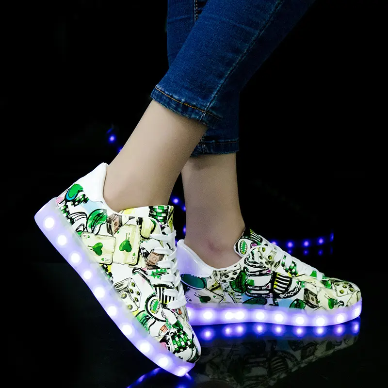 Men and women light shoes couple fluorescent