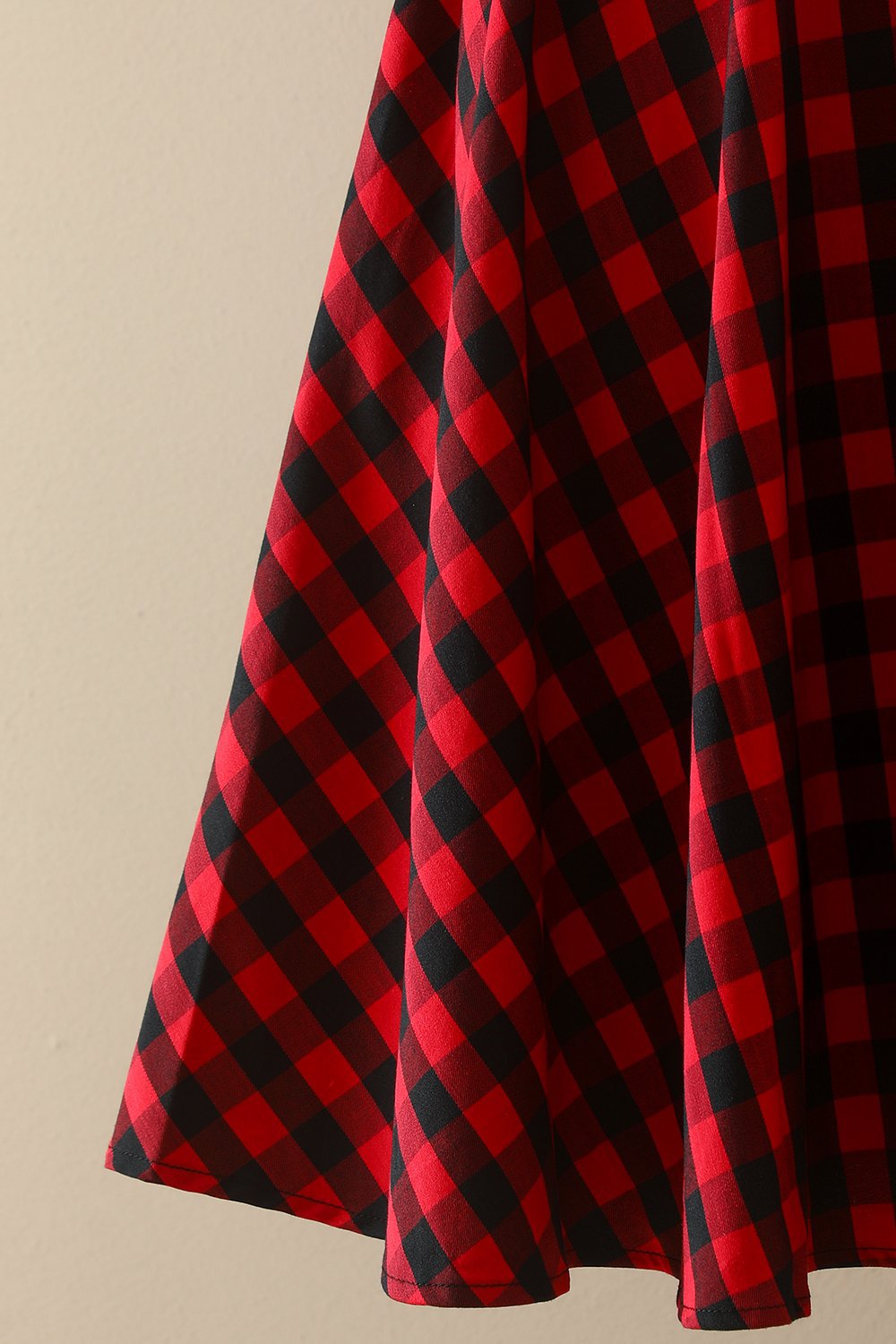 Retro British Plaid Hepburn Lapel High Waist Cotton Linen Swing Dress