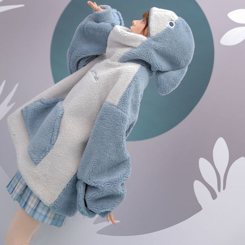 Autistic Shark Sweater Niche Design Lamb Velvet Jacket