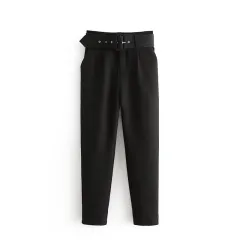 Women's belt pants - Black - View 1