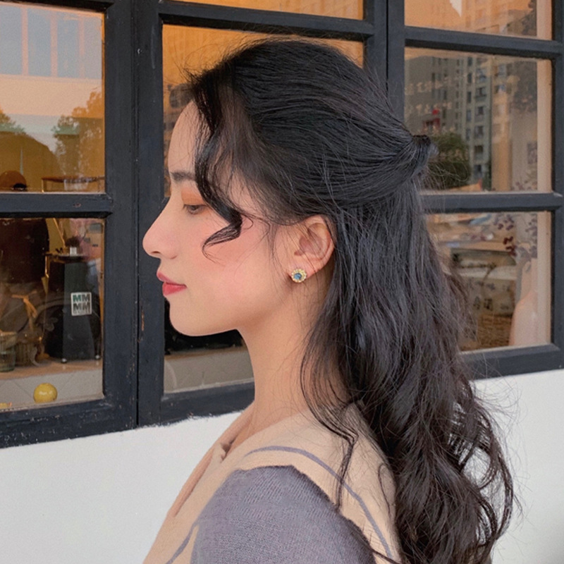 Blue Moon Valley Court French Retro Sapphire Pearl Earrings