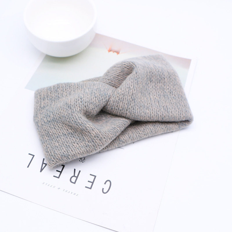 Autumn and winter wool cross hair band Grey - Shop at LoveMi