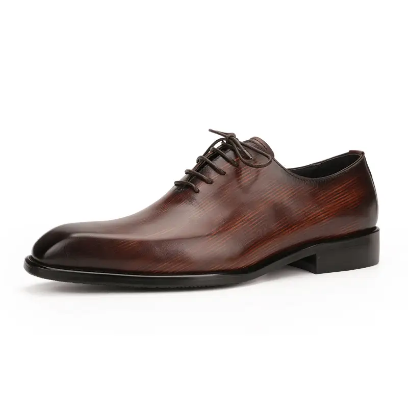 Pure Color Top Layer Cowhide Handmade Leather Suit Men's Shoes