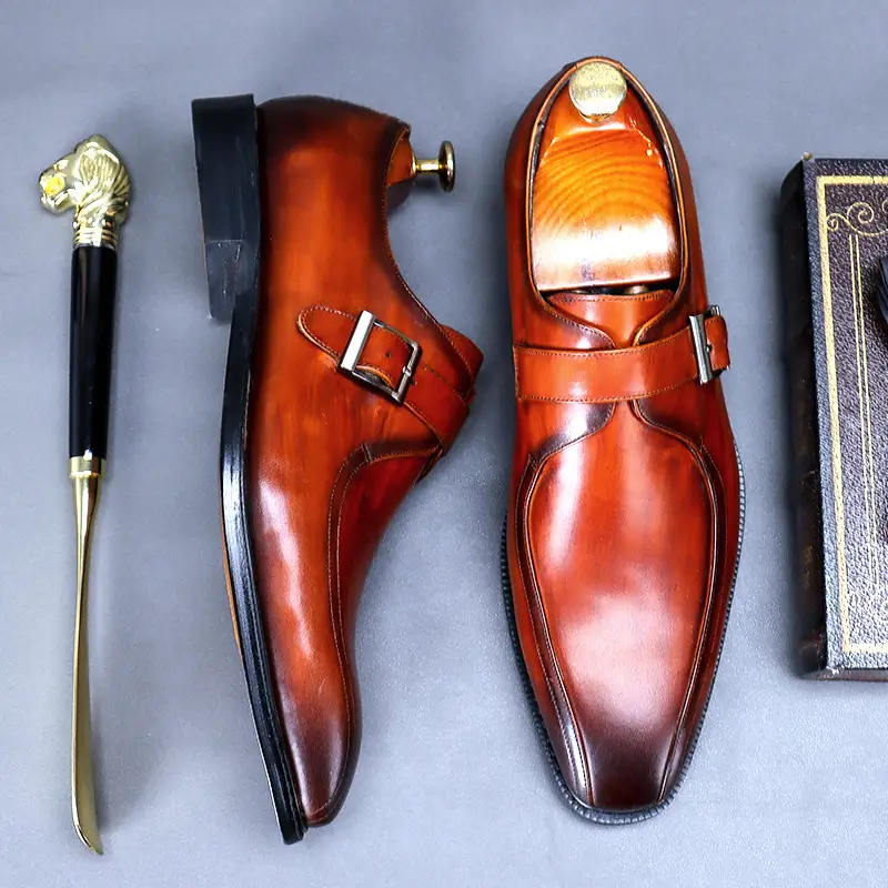 Casual Buckle Set Foot Leather Men's Shoes