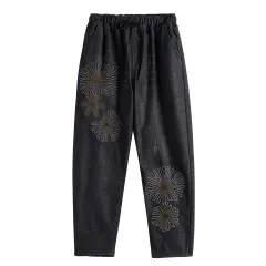 Women's Ethnic Style Retro Plus Size Jeans - Black - View 1