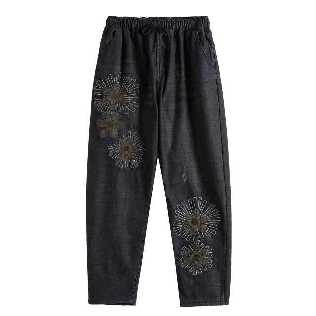 Women's Ethnic Style Retro Plus Size Jeans Black - Shop at LoveMi