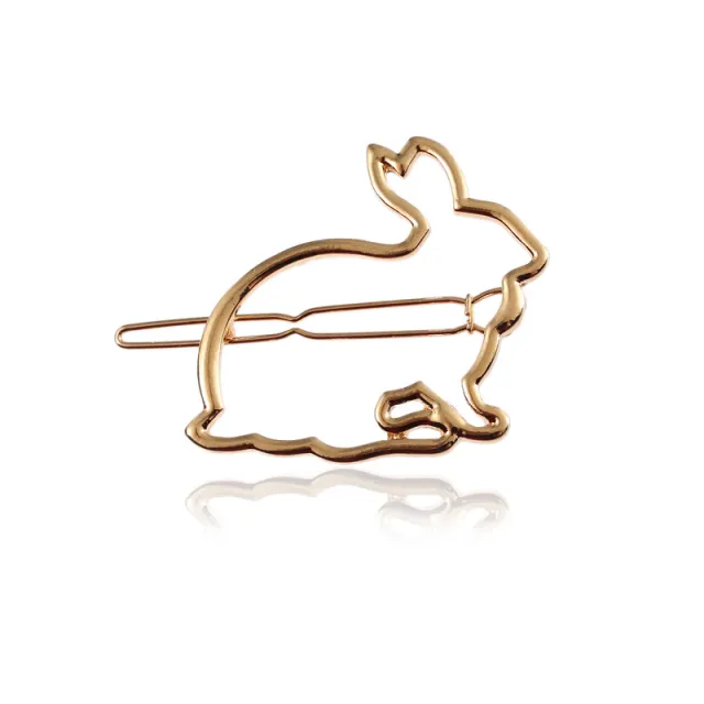 Metal Cutout Cute Bunny Hairpin Hair Accessory Silver - Shop at LoveMi