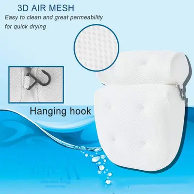 6 Suction Cups Bath Pillow 3D Net Bathtub