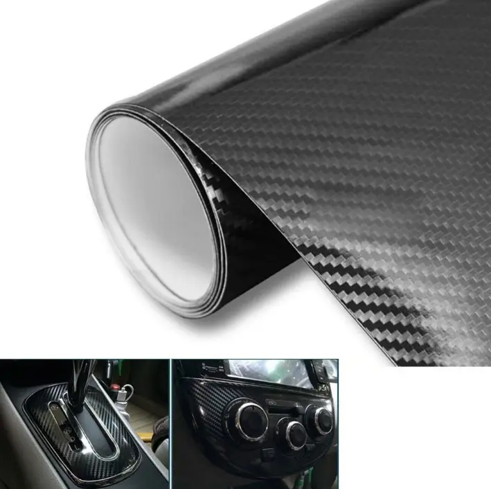 Car Styling Glossy Black 5D Carbon Fiber Vinyl Film