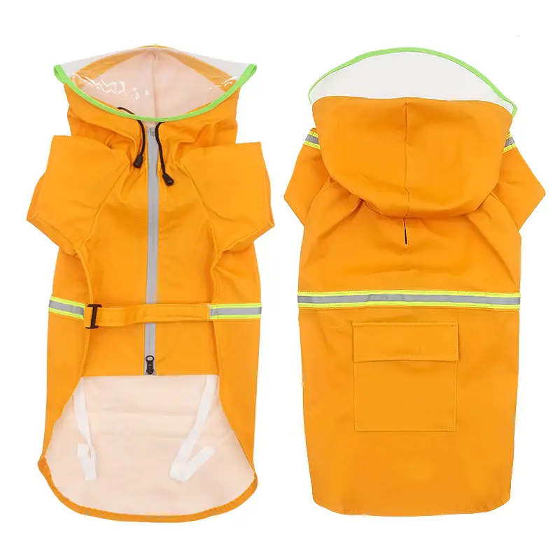 Pet hooded windproof and reflective raincoat