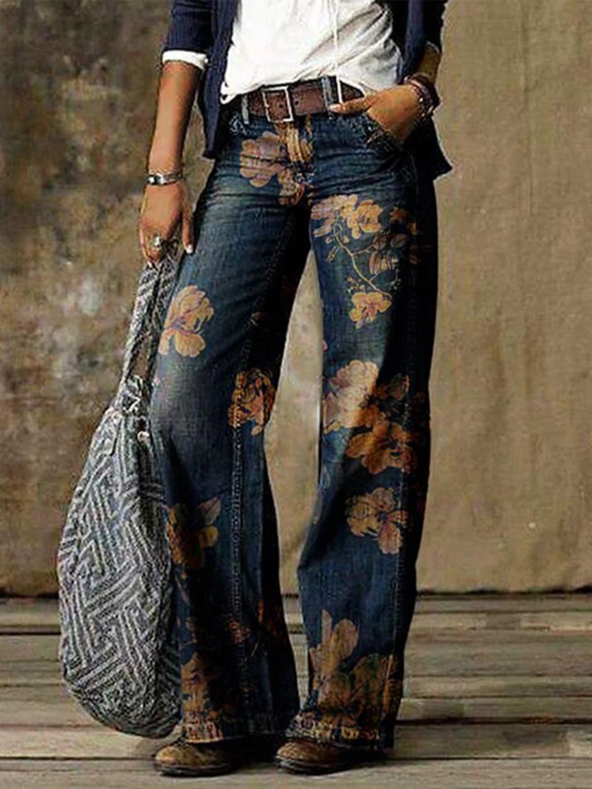 Ladies denim straight leg pants H03903 Xl - Shop at LoveMi