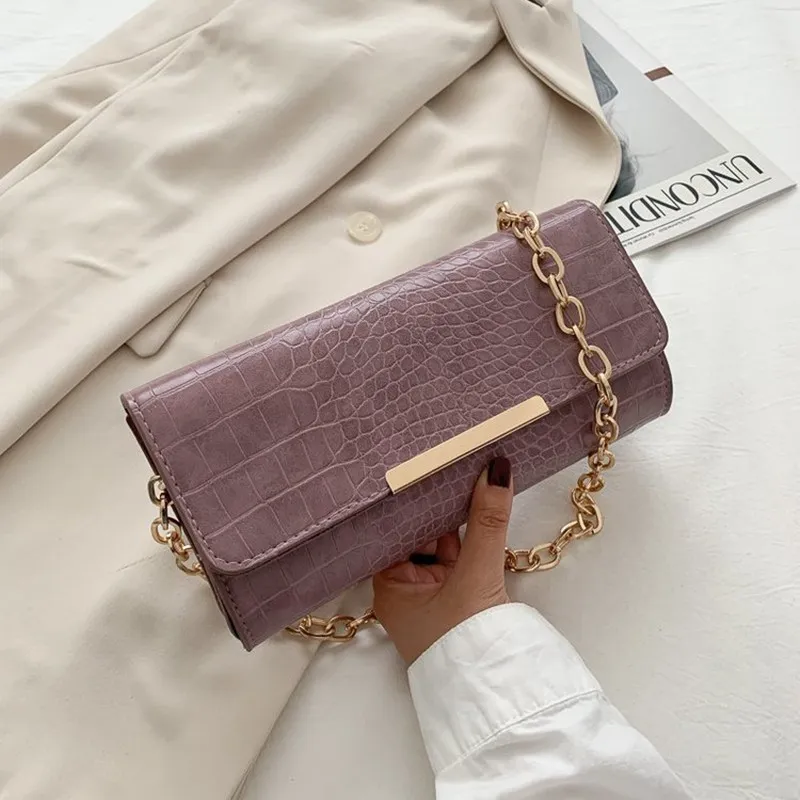 Fashion Simple Solid Color Single Shoulder Small Square Bag - Purple