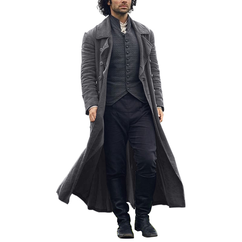 Casual autumn and east wear mid-length woolen British style coat