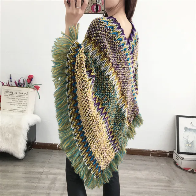 Tassel scarf coat woman Green - Shop at LoveMi