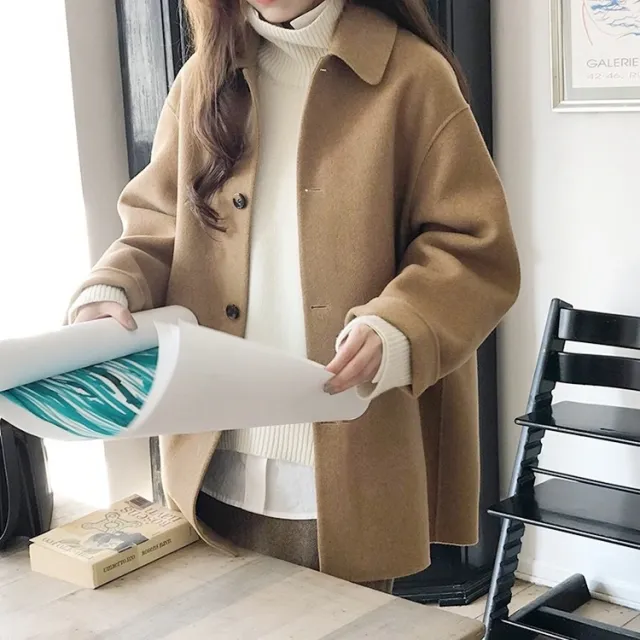 Women's Mid length Winter Fashion Woolen Coat Camel - Shop at LoveMi