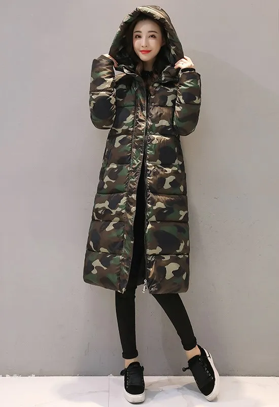 Women's long quilted jacket over the knee in winter Dark Green - Shop at LoveMi