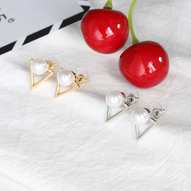 Fashion All-Match Geometric Triangle Pearl Earrings