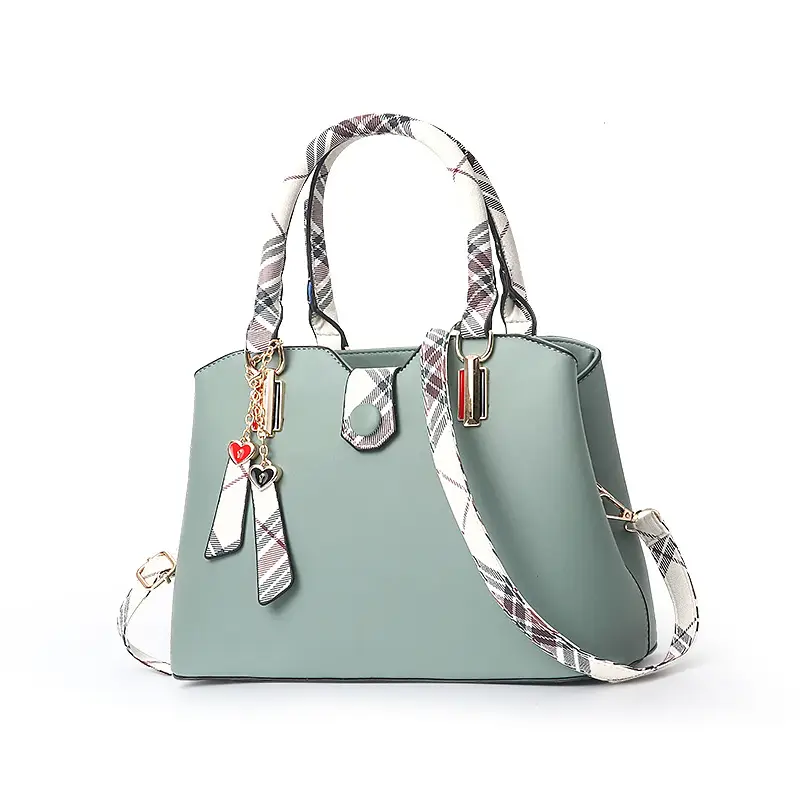 Casual Shoulder Handbag with Plaid Accents and Crossbody Strap