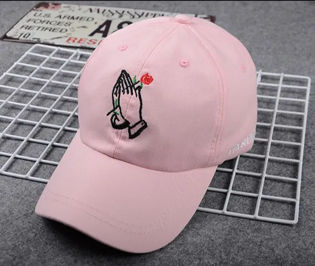 Korea Ulzzang Palm Rose Flower Baseball Cap Pink - Shop at LoveMi