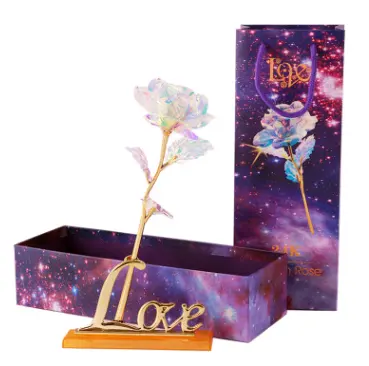 24K Luminārais Krāsains Zelts Rozes Ziedu