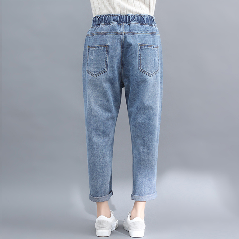 Wear Embroidered Casual Lace-up High-rise Cropped Jeans