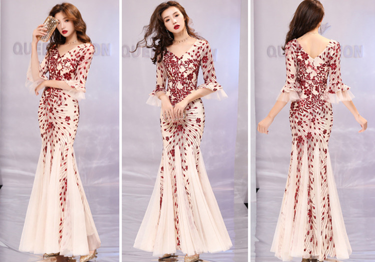 Banquet evening dress princess slim dress Red - Shop at LoveMi