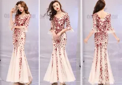 Banquet evening dress princess slim dress - Red - View 1