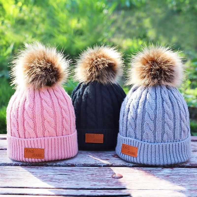 Girls'  Knitted Pullover Cap With Cute Twist To Keep Warm