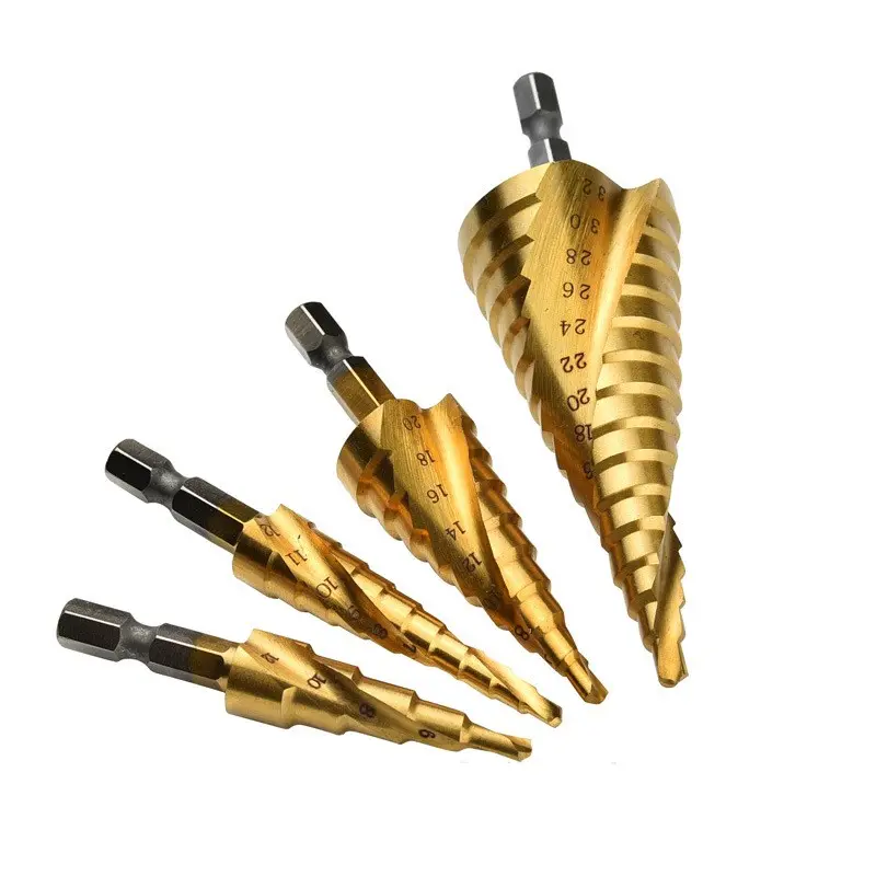 Titanium-plated Spiral Step Drill Set