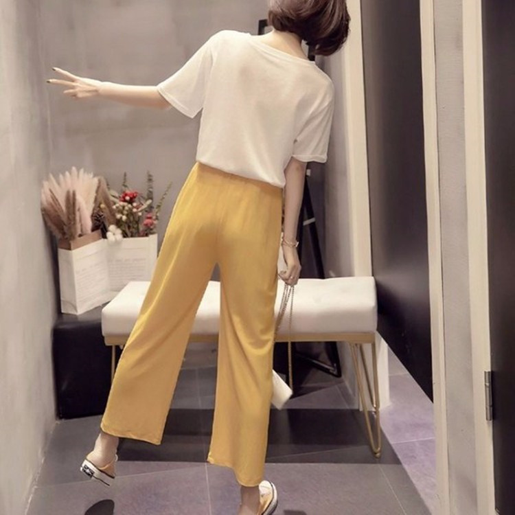 Short-Sleeved Printed T-Shirt Casual Suit Pants Are Very Fairy Two-Piece Set